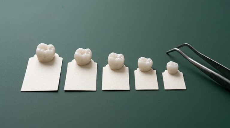 Five identical crowns on price tags of decreasing size