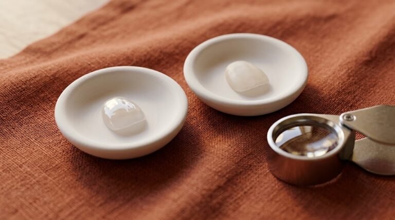 Una carilla de porcelana y una de composite sobre platos blancos